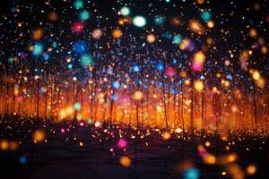 Glowing Christmas lights constellation of colors.. Generative AI photo