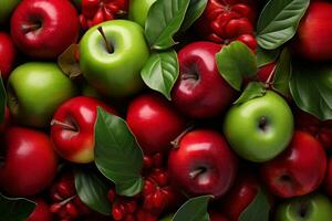 Red and green apple, evoking the traditional colors of the season.. Generative AI photo