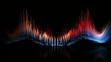 Hypnotic audio waveforms transforming into abstract art forms. Generative AI photo