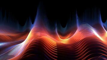 Hypnotic audio waveforms merging and separating. Generative AI photo