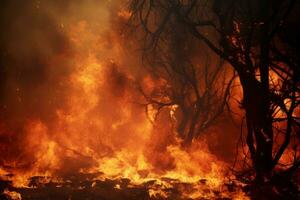 Controlled Fire Burn. Generative AI photo