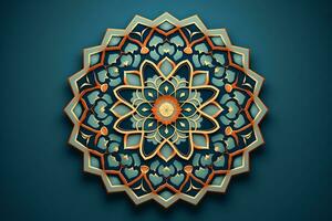 Islamic geometric ornament with text area. Generative AI photo