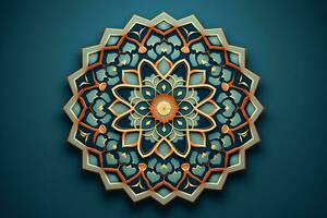 Islamic geometric ornament with text area. Generative AI photo