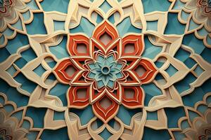 Islamic geometric ornament background. Generative AI photo