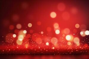 Merry Christmas text on a sparkling red background. Generative AI photo