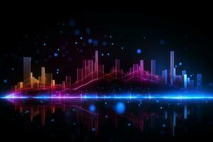 Modern digital data flow with neon lights. Generative AI photo