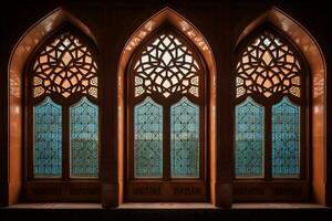 mezquita ventana con Copiar espacio. generativo ai foto