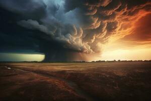 Ominous storm clouds gathering in the sky. Generative AI photo