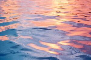 Reflective Water with Pastel Sunset. Generative AI photo