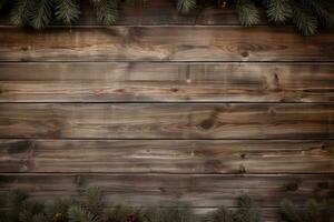Rustic wooden background for Christmas text.. Generative AI photo