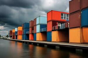 Shipping Containers on the Dock. Generative AI photo