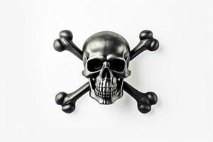 Skull and crossbones isolated on a clean white background. Generative AI photo