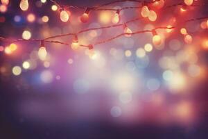 Soft focus bokeh background with glowing Christmas light. Generative AI photo