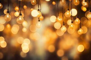 Soft focus bokeh background with glowing Christmas. Generative AI photo