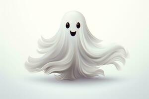 Spooky ghost on a white background. Generative AI photo