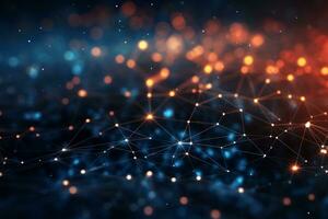 Technology network with connected lines and dots. Generative AI photo