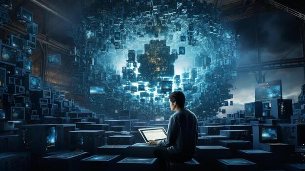 Technologist building advanced algorithmS. Generative AI photo