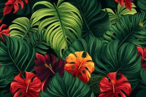 Exotic Tropical Foliage. Generative AI photo