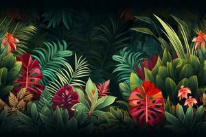 Exotic Tropical Foliage. Generative AI photo