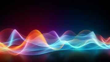 Vibrant abstract background with colorful sound waves. Generative AI photo