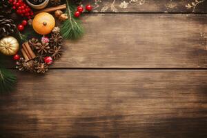 Vintage wooden background holiday recipe.. Generative AI photo