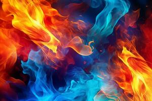 Vivid fire background with flames. Generative AI photo