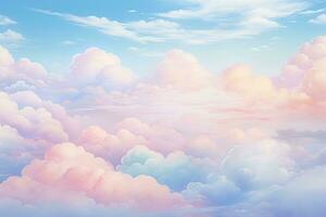 Whimsical Clouds in Blue Sky. Generative AI photo