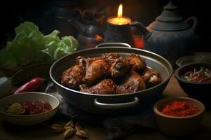 asiático comida picante pollo plato ai generativo foto