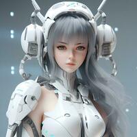 3d render of Mecha robot anime girl AI Generative photo