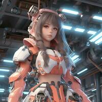 3d render of Mecha robot anime girl AI Generative photo