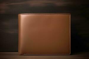 Blank leather wallet for mockup AI Generative photo