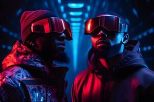 Men wearing futuristic VR eyewear AI Generative photo