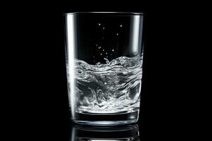 Shot of transparent drinking glass reflects AI Generative photo