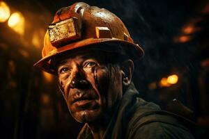 retrato de un minería ingeniero a el mía ai generativo foto
