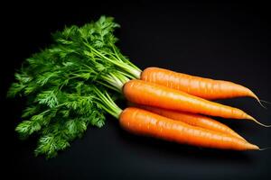 Shot of carrot on black background AI Generative photo