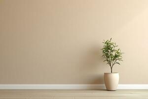 Empty room interior background beige wall AI Generative photo