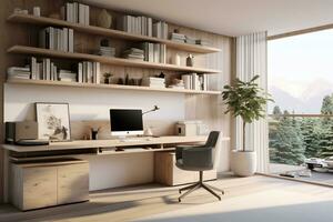 Modern works space with a focus on efficient and ergonomic office spaces AI Generative photo