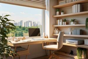 Modern works space with a focus on efficient and ergonomic office spaces AI Generative photo