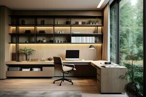 Modern works space with a focus on efficient and ergonomic office spaces AI Generative photo