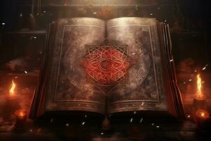 An intricate illustration of a witch ancient spellbook AI Generative photo