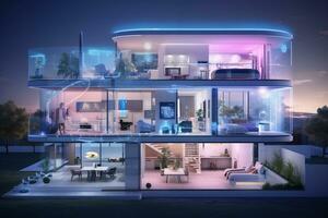 AI Generative Image of smart home of the future with AI powered photo