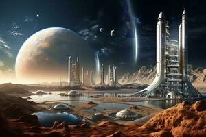 AI Generative Future of space exploration from colonization photo