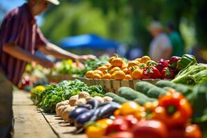 ai generativo vibrante escenas desde un tradicional agricultores mercado foto