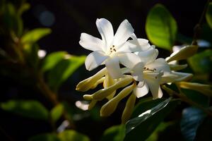 AI Generative photo of jasmine flower in a transcendent botanical garden