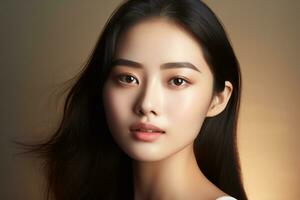 Asian beauty Young girl with perfect skin AI Generative photo