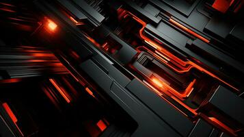 Black orange red 3d abstract wallpaper AI Generative photo