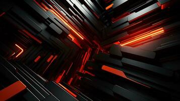 Black orange red 3d abstract wallpaper AI Generative photo