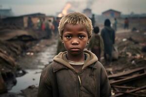 AI Generative Images of a child depicting social inequality in society photo