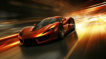 AI generated Desktop wallpaper of car depicting speed photo