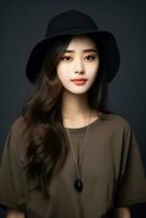 portrait of cute charm young asian wear casual outfit AI Generative photo